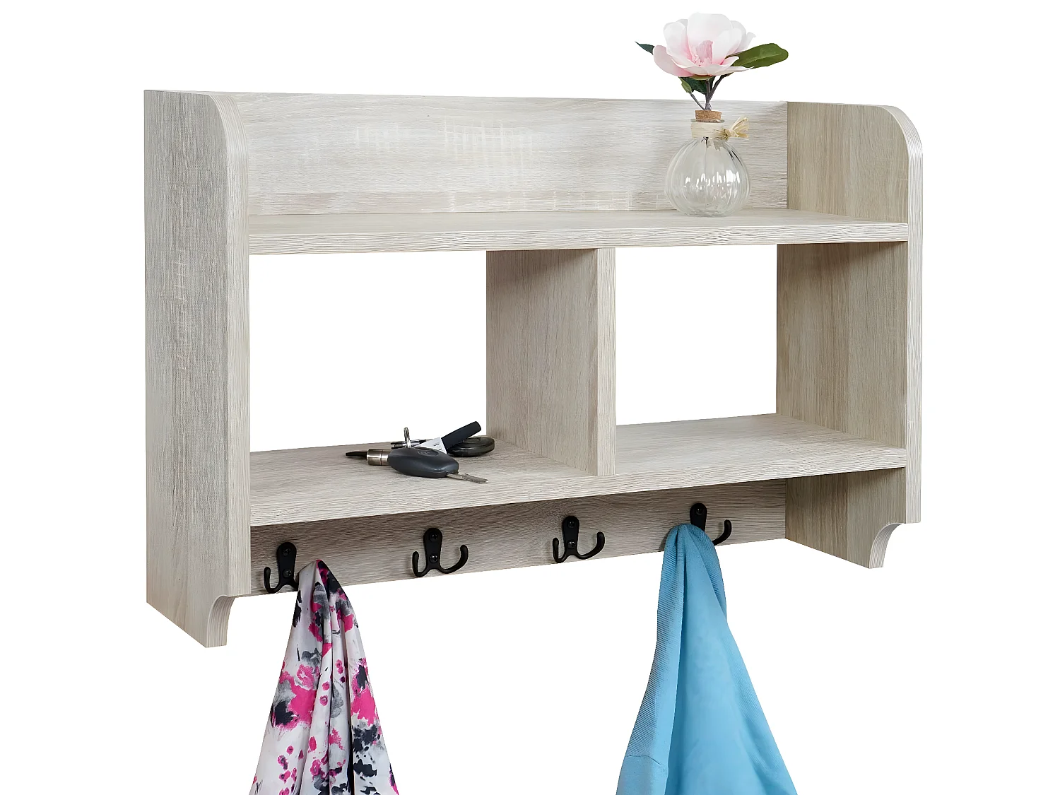 Portemanteau mural MCW-C68,  chêne