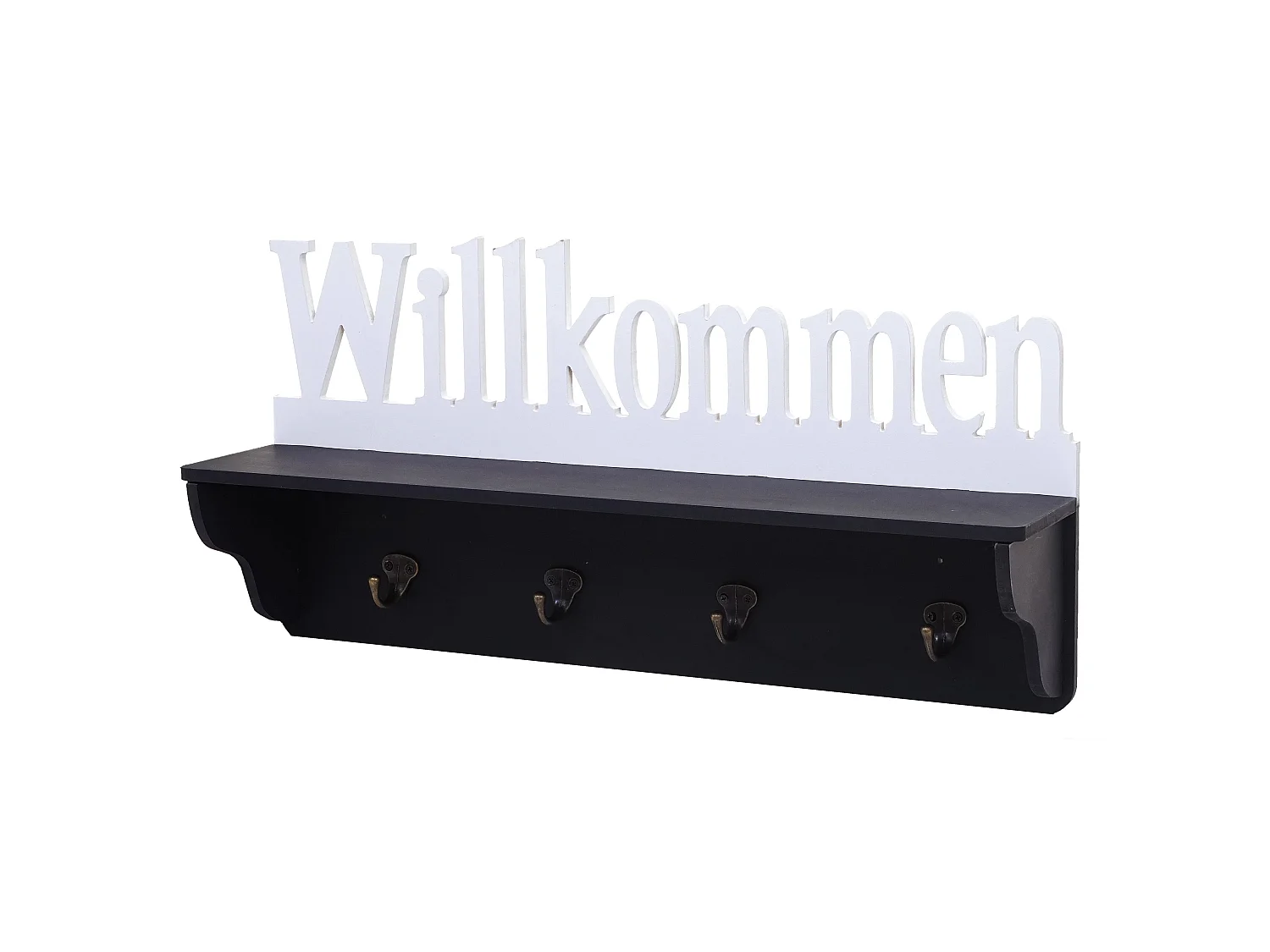 Portemanteau mural MCW-D41 Bienvenue 4 crochets,  noir/blanc