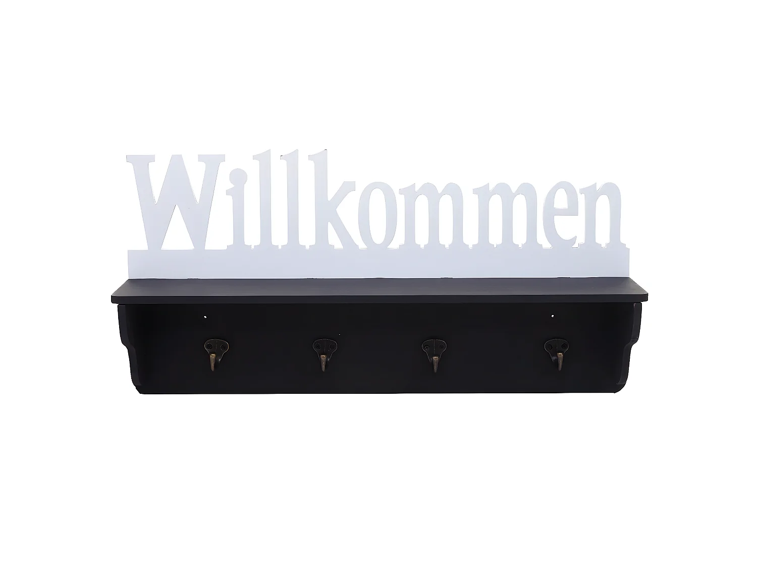 Portemanteau mural MCW-D41 Bienvenue 4 crochets,  noir/blanc