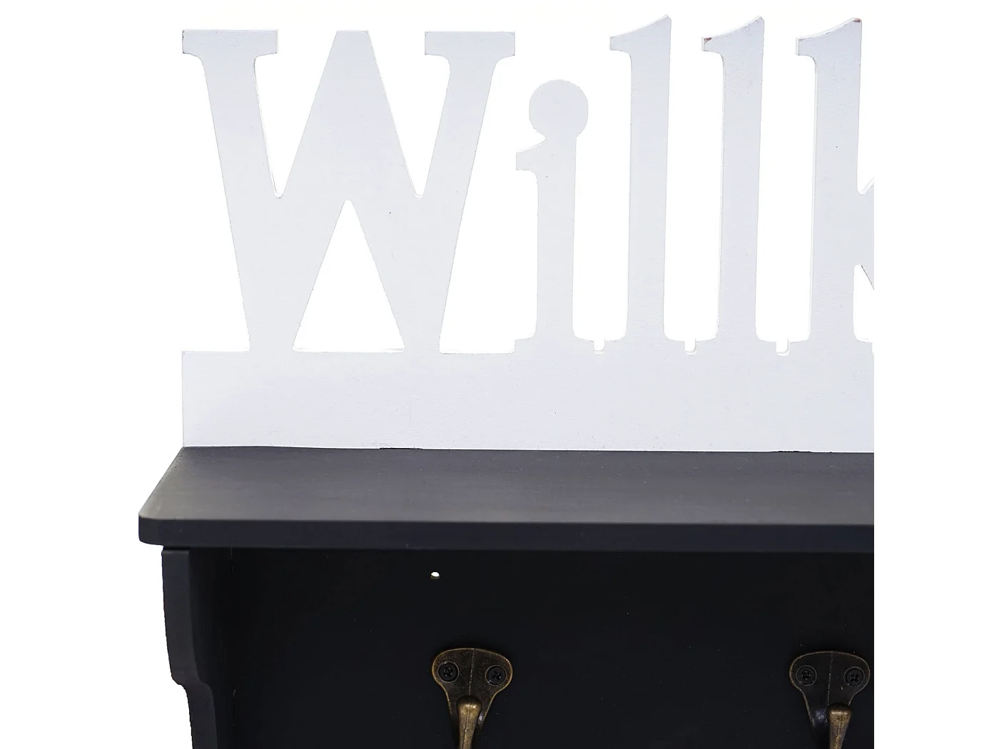 Bengaleiro de parede MCW-D41 Welcome 4 ganchos,  preto/branco