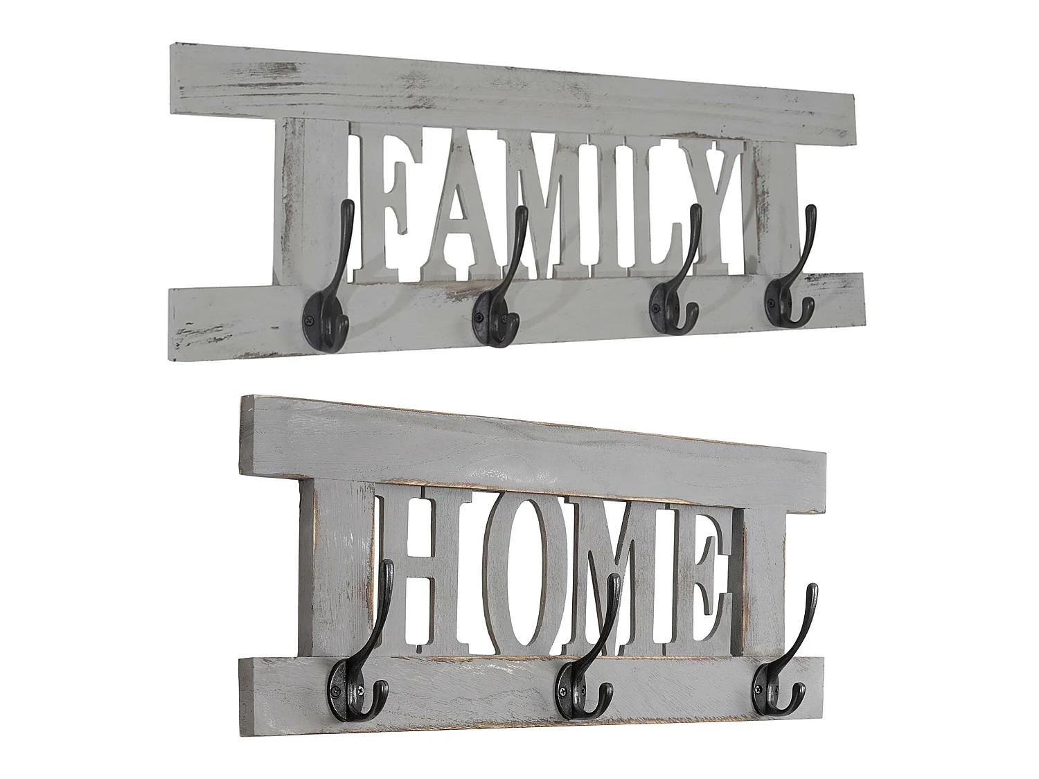 Portemanteau mural MCW-C60 Shabby (2 pièces),  gris