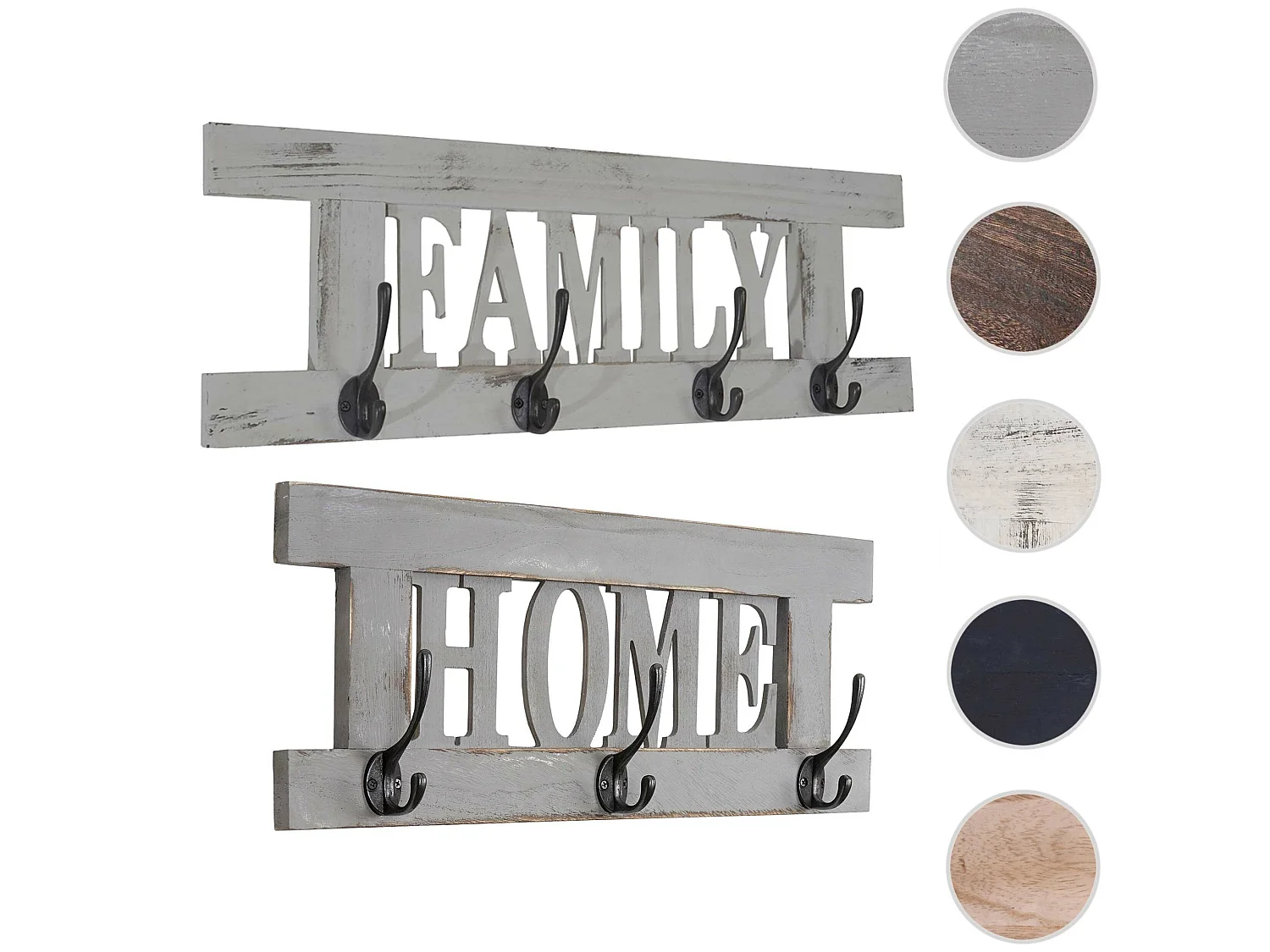 Portemanteau mural MCW-C60 Shabby (2 pièces),  gris