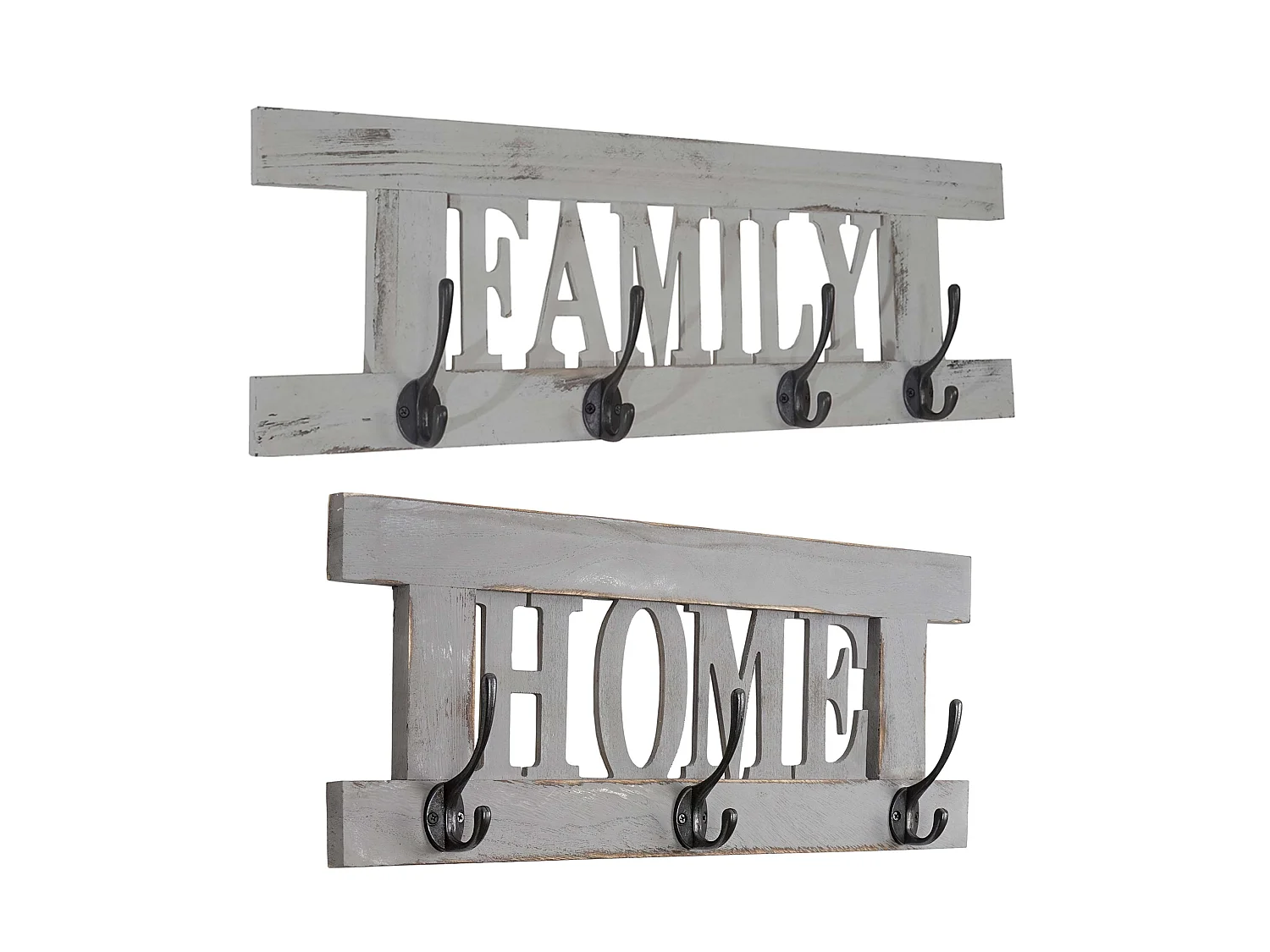 Portemanteau mural MCW-C60 Shabby (2 pièces),  gris