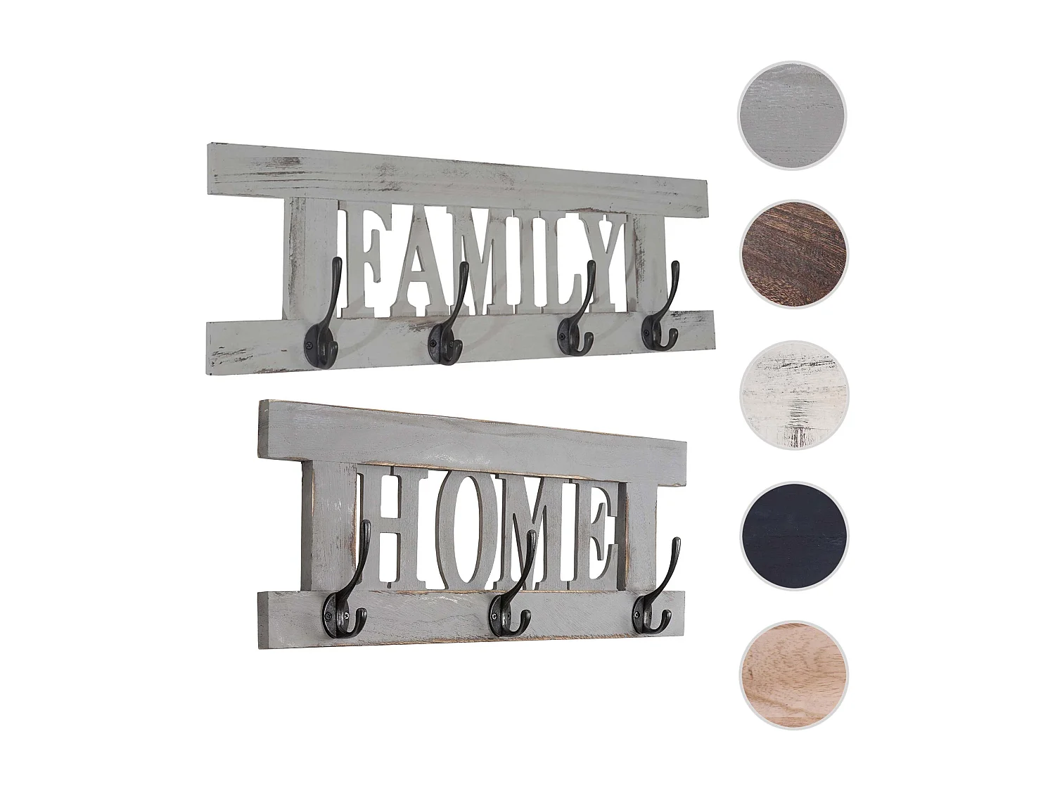 Portemanteau mural MCW-C60 Shabby (2 pièces),  gris
