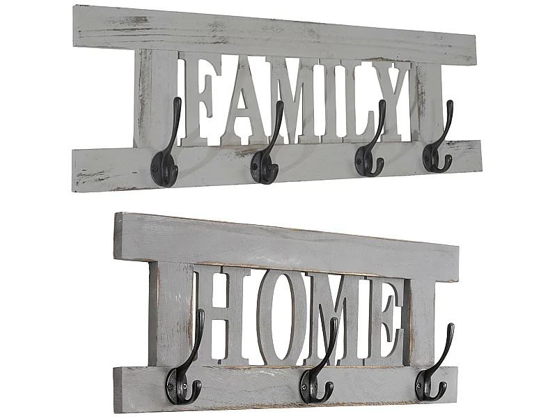 Wandgarderobe MCW-C60 Shabby (2-teilig), Grau, shabby