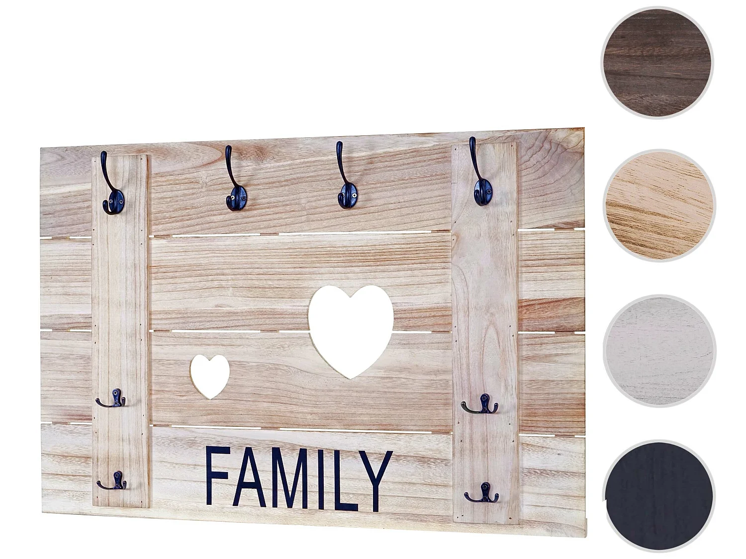 Wandgarderobe MCW-C89 Family Shabby-Look, Naturbraun