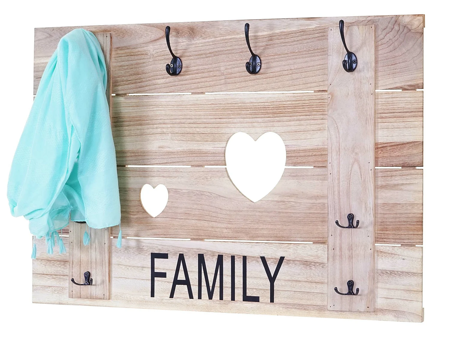 Wandkapstok MCW-C89 Family Shabby-look,  natuurlijk bruin