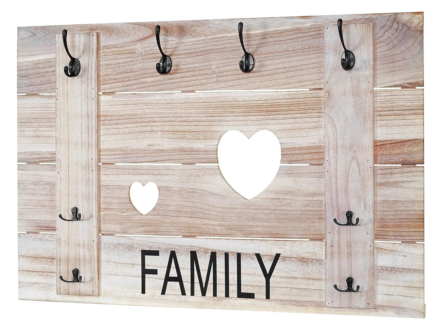 Wandkapstok MCW-C89 Family Shabby-look,  natuurlijk bruin