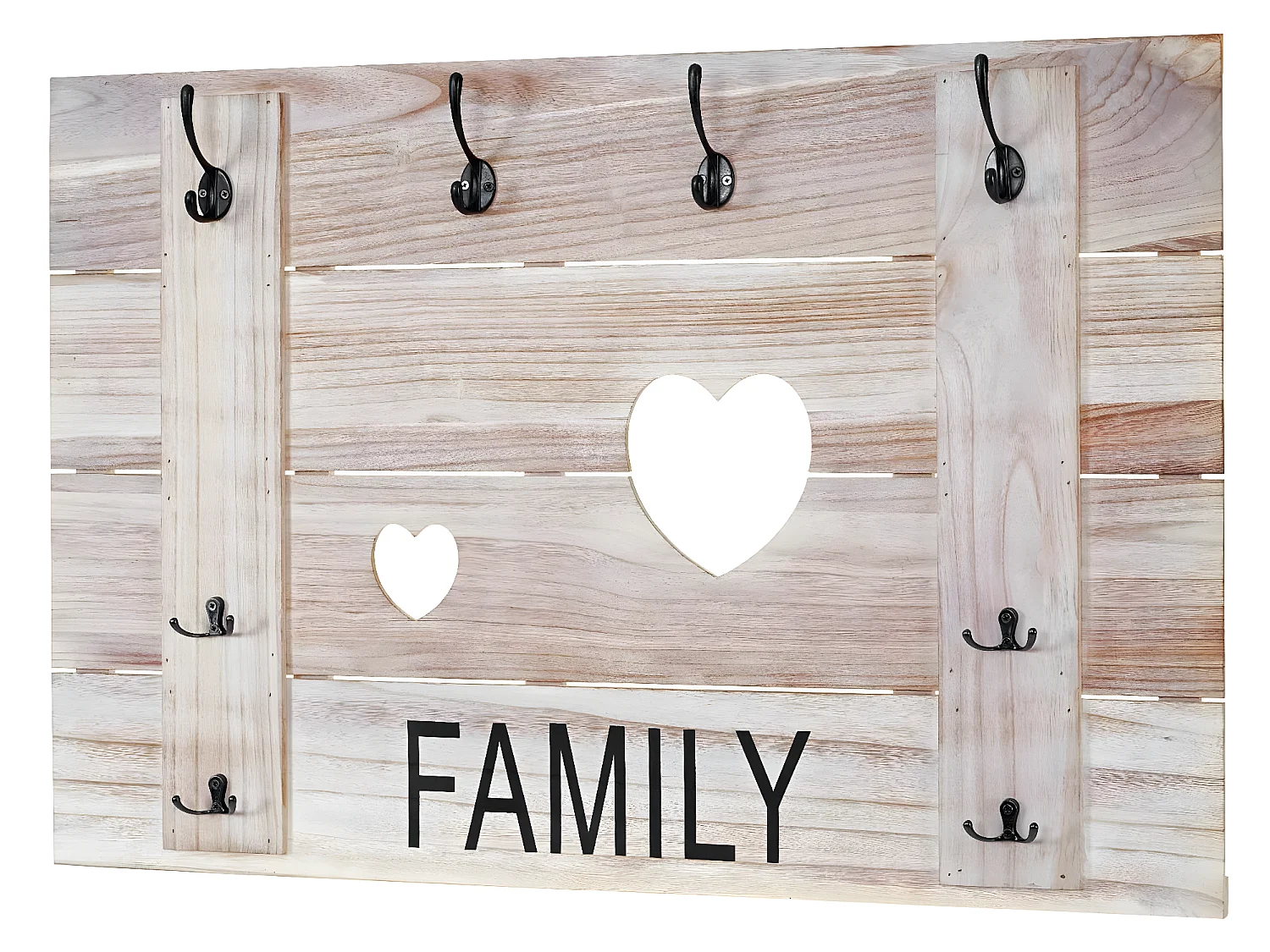 Wandkapstok MCW-C89 Family Shabby-look,  natuurlijk bruin