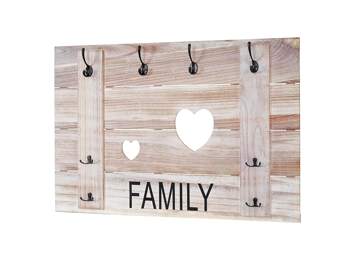 Portemanteau mural MCW-C89 Family Shabby-Look,  brun naturel