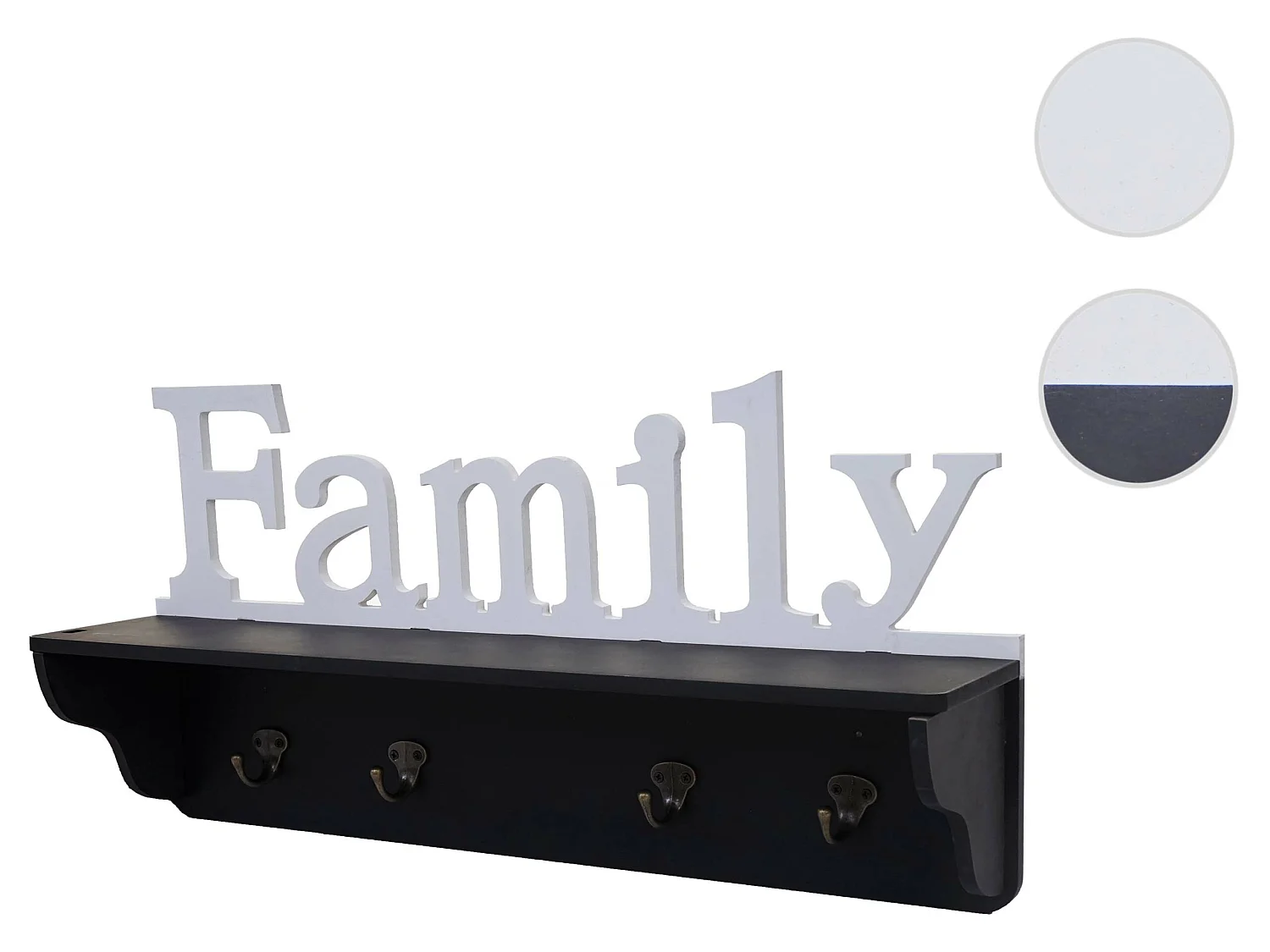 Wandkapstok MCW-D41 Family,  zwart/wit