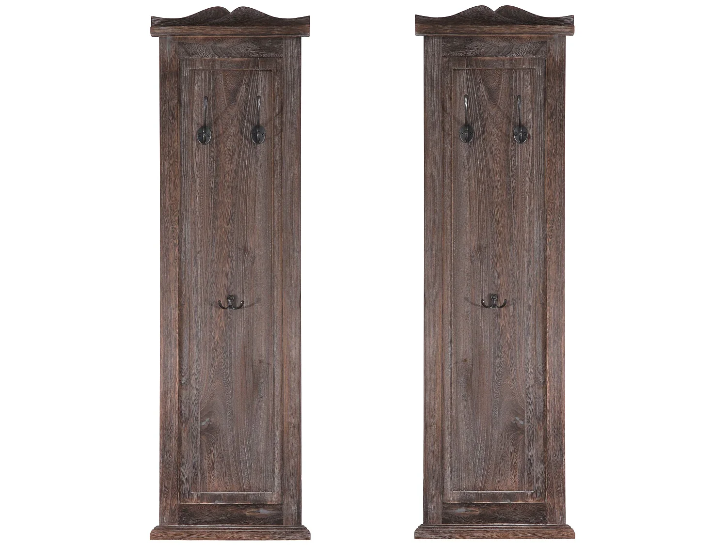 Perchero de pared H33 (juego de 2),  marrón shabby