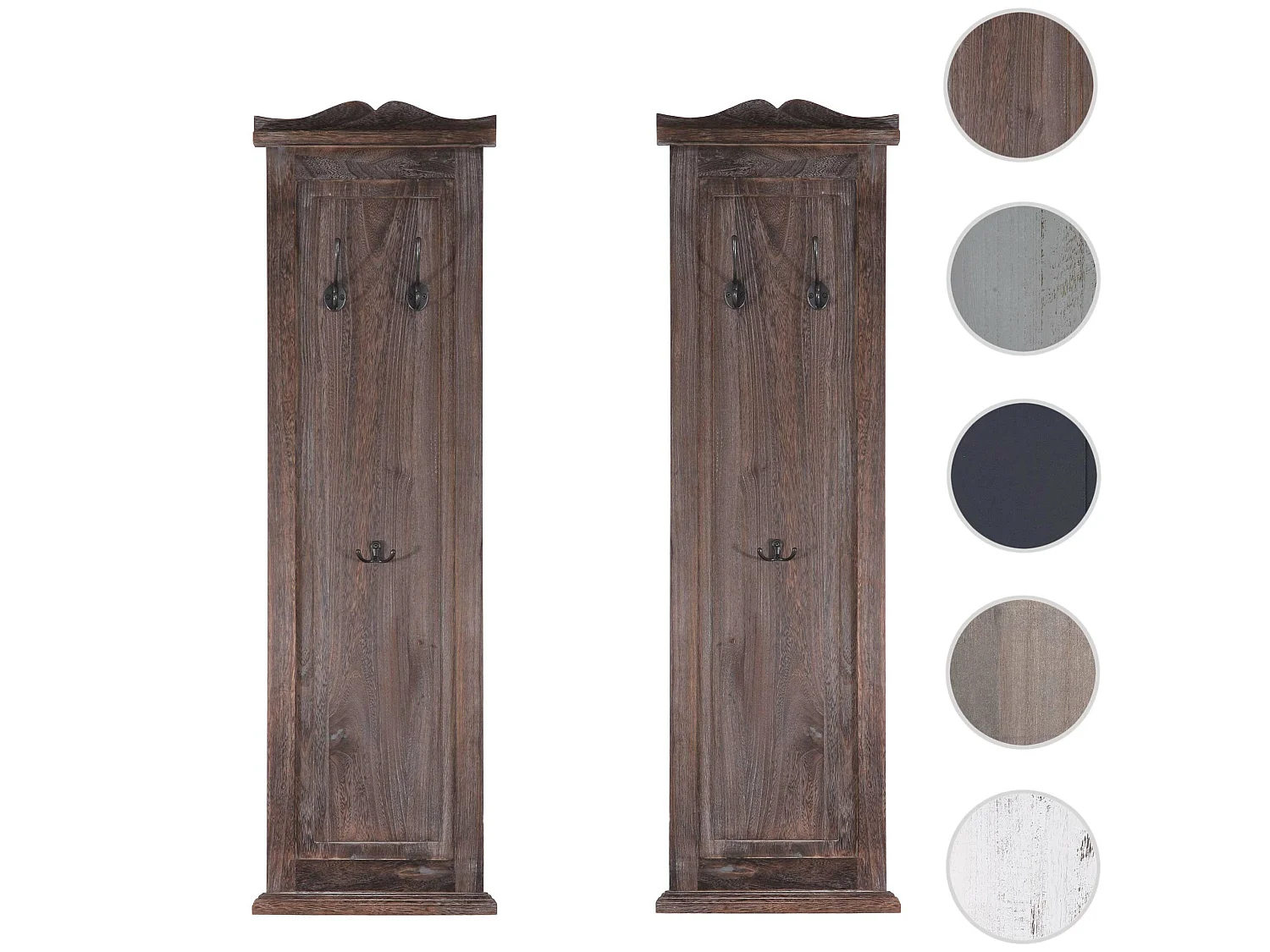 Perchero de pared H33 (juego de 2),  marrón shabby