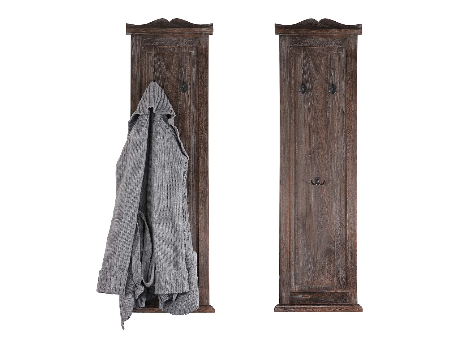 Portemanteau mural H33 (lot de 2),  shabby, vintage, marron