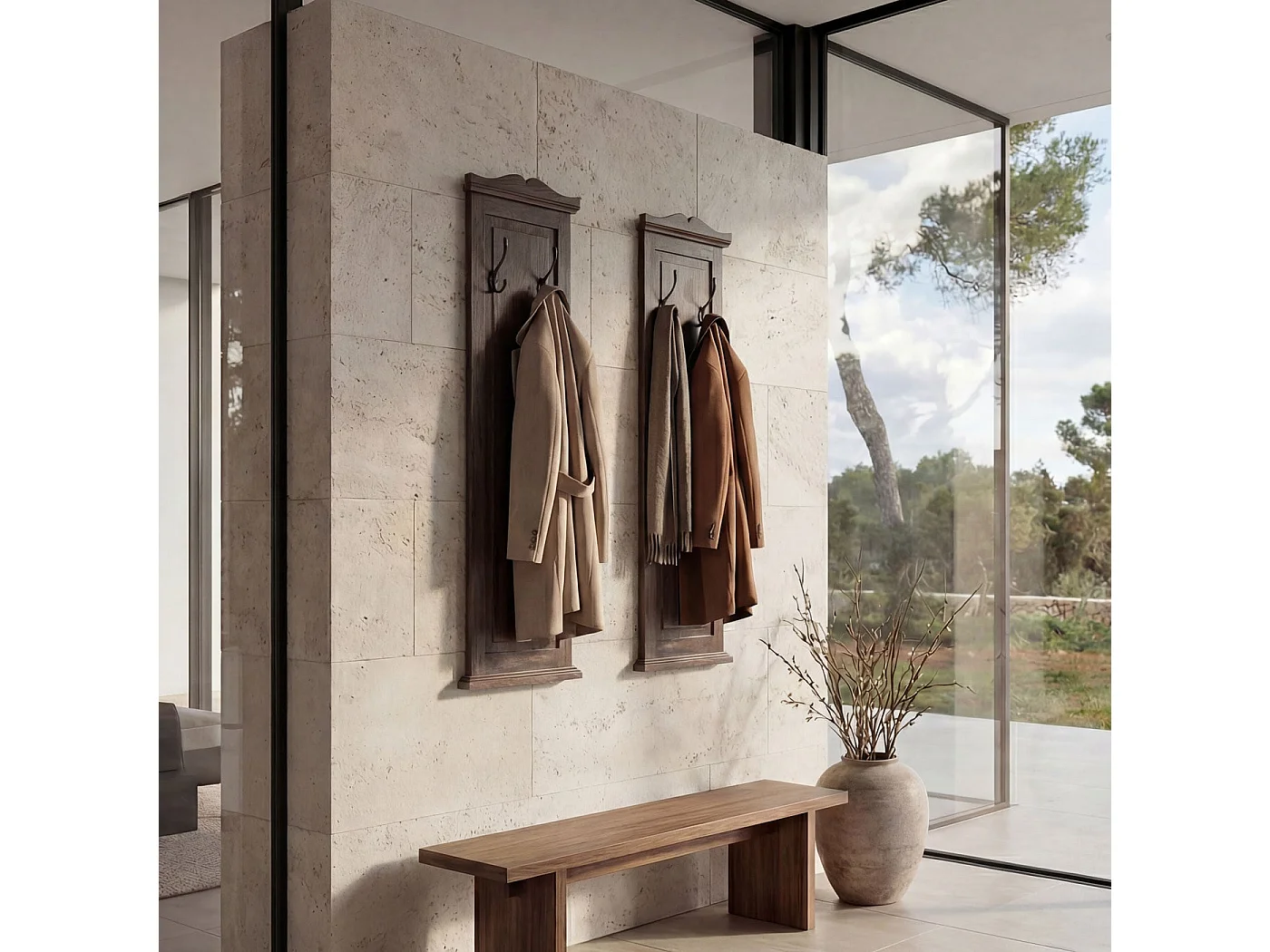 Wandgarderobe H33 (set van 2),  bruin shabby