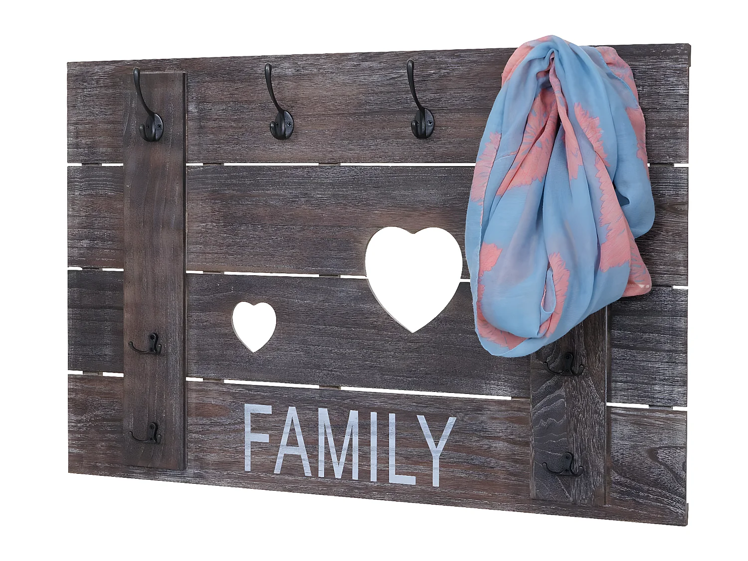Portemanteau mural MCW-C89 Family Shabby-Look,  brun shabby