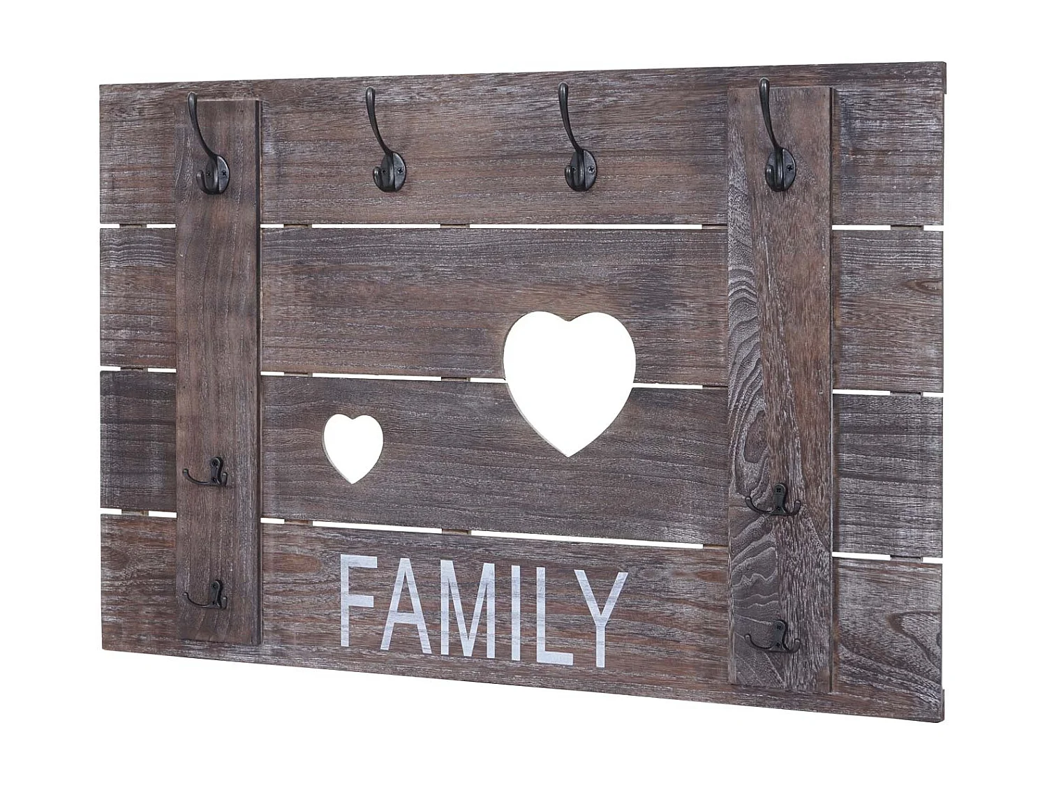 Portemanteau mural MCW-C89 Family Shabby-Look,  brun shabby