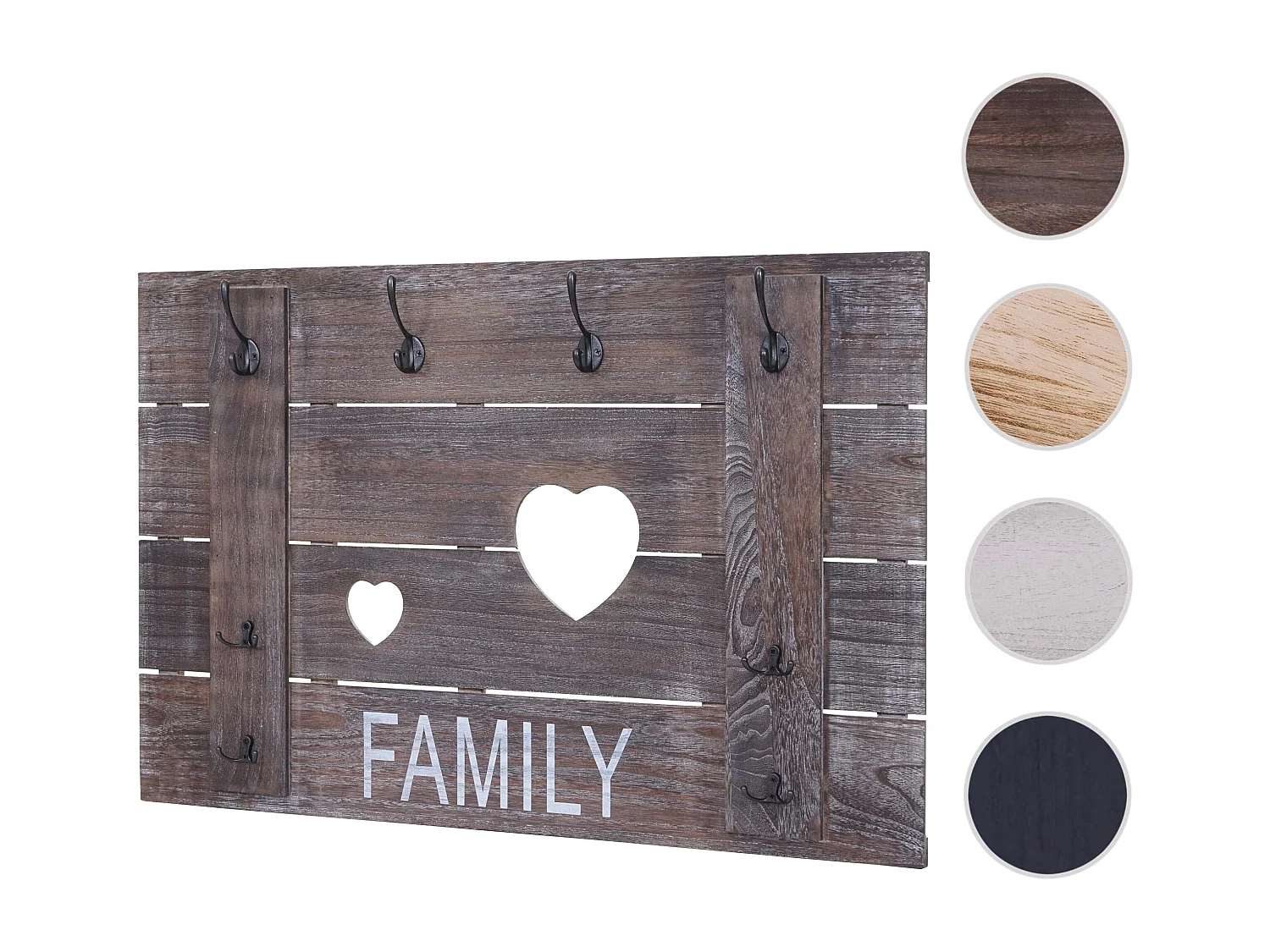 Wandkapstok MCW-C89 Family Shabby-look,  bruin, shabby