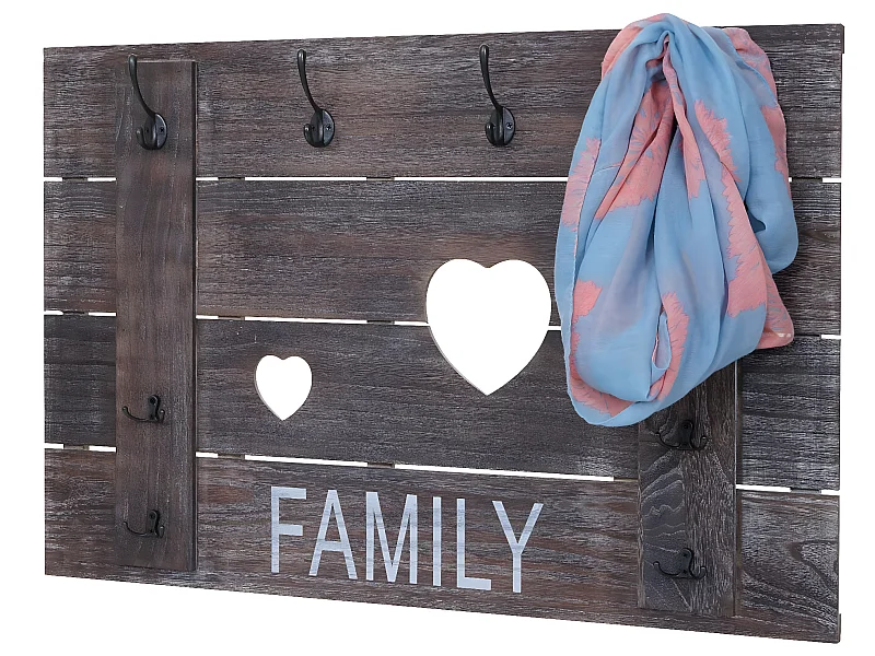 Bengaleiro de parede MCW-C89 Family Shabby look,  castanho, gasto