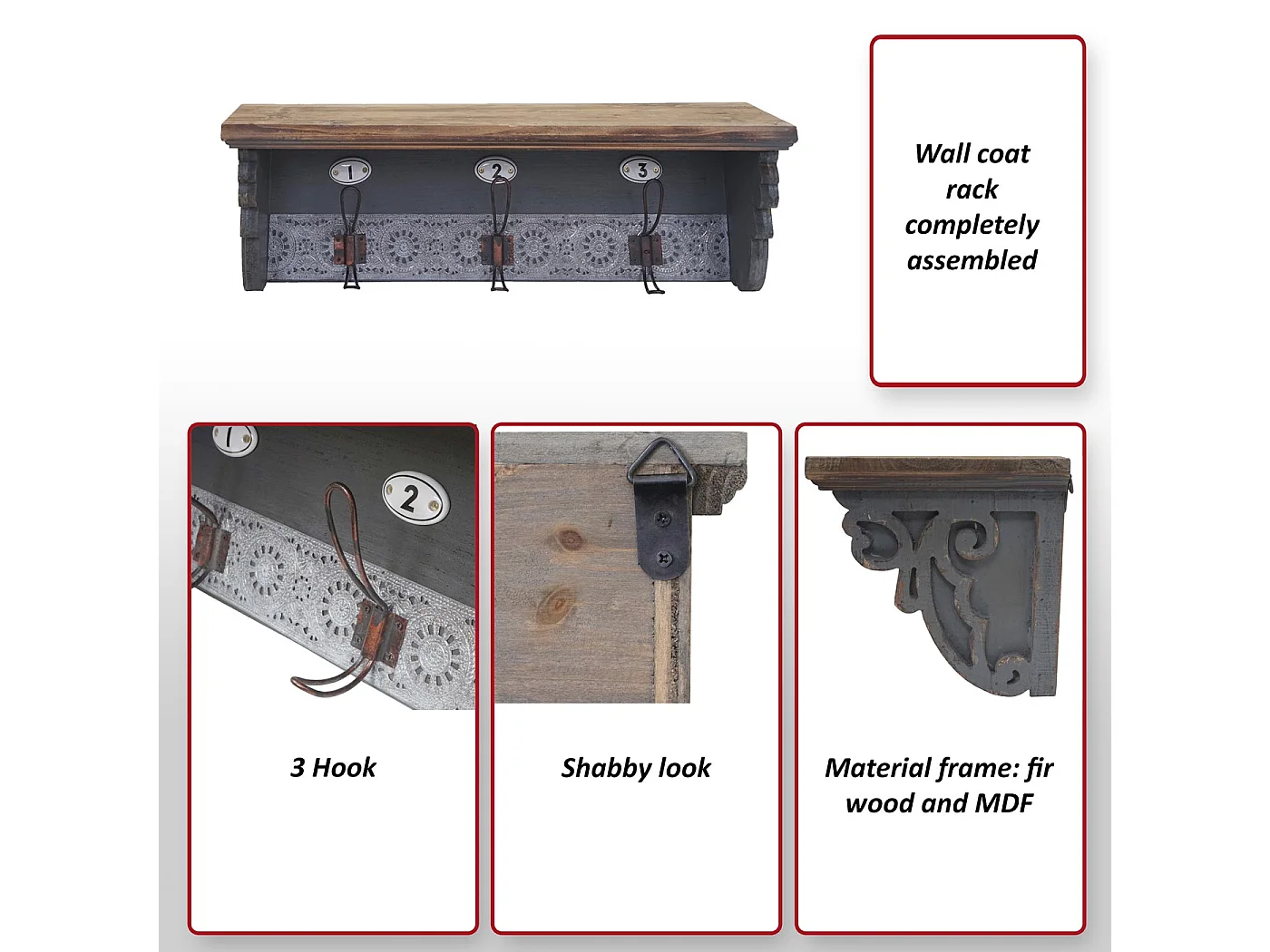 Portemanteau mural MCW-A43
