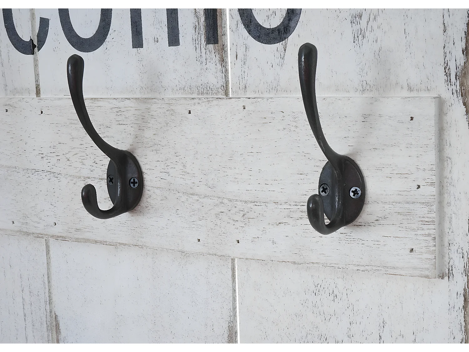 Perchero de pared MCW-C89 Welcome Shabby,  blanco, shabby