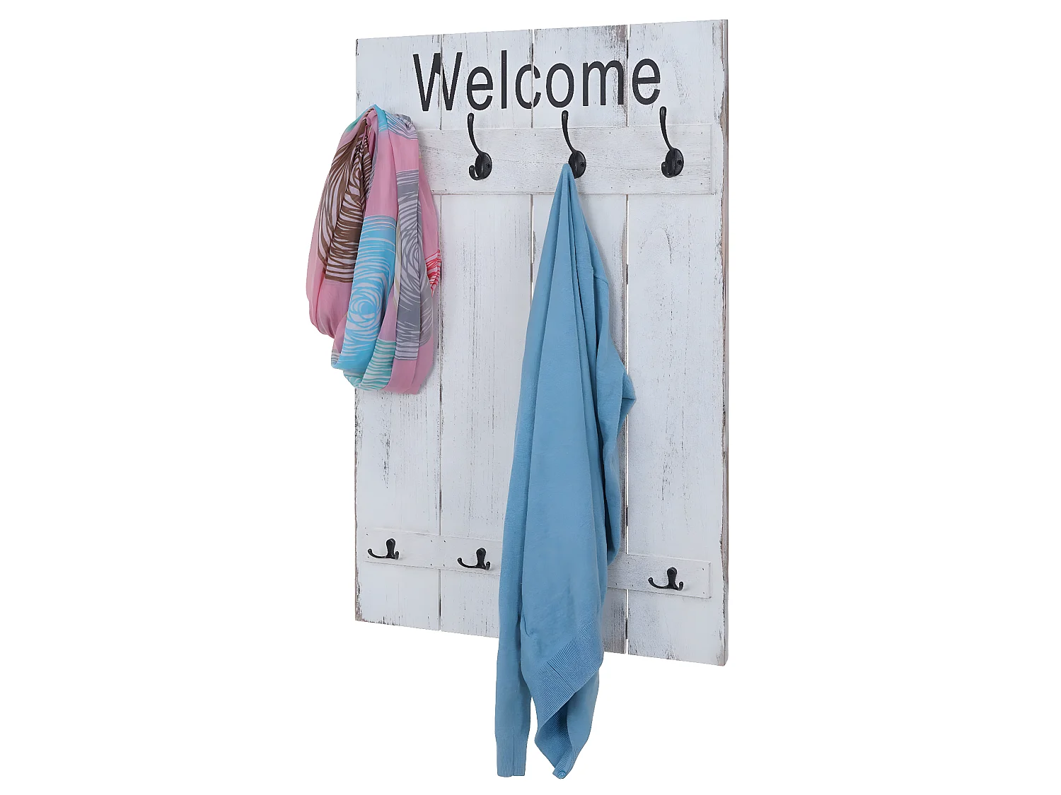 Portemanteau mural MCW-C89 Welcome Shabby,  blanc