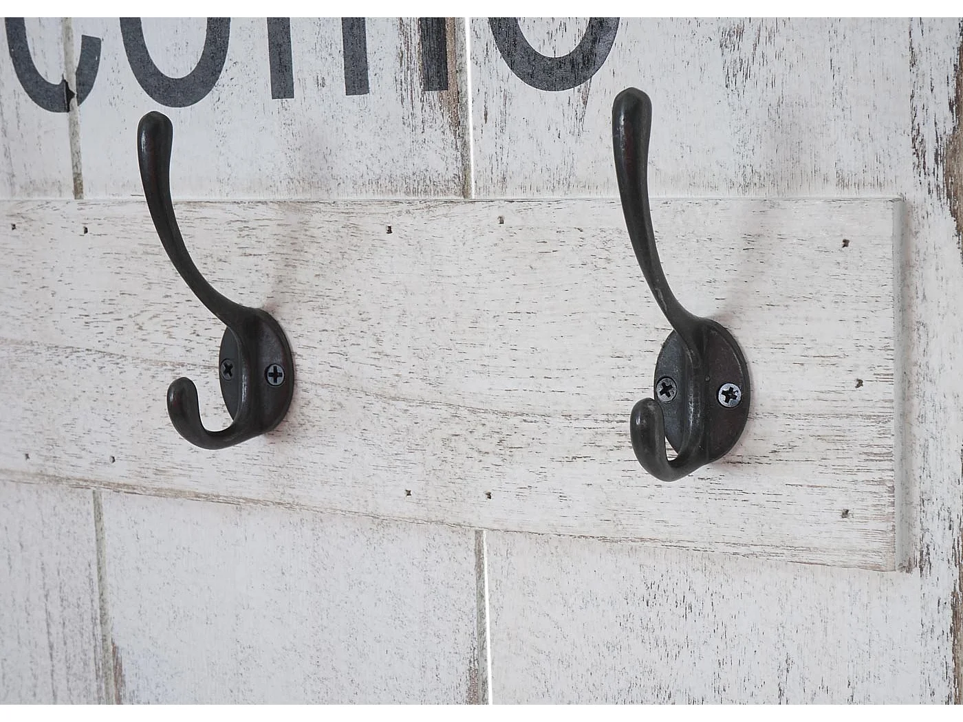 Wandkapstok MCW-C89 Welcome Shabby,  wit, shabby