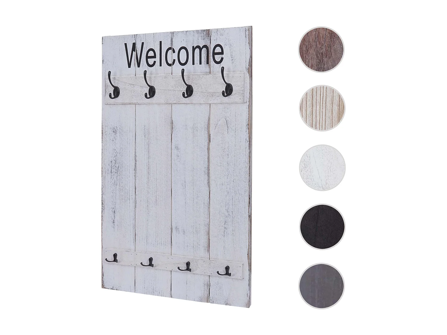 Wandkapstok MCW-C89 Welcome Shabby,  wit, shabby