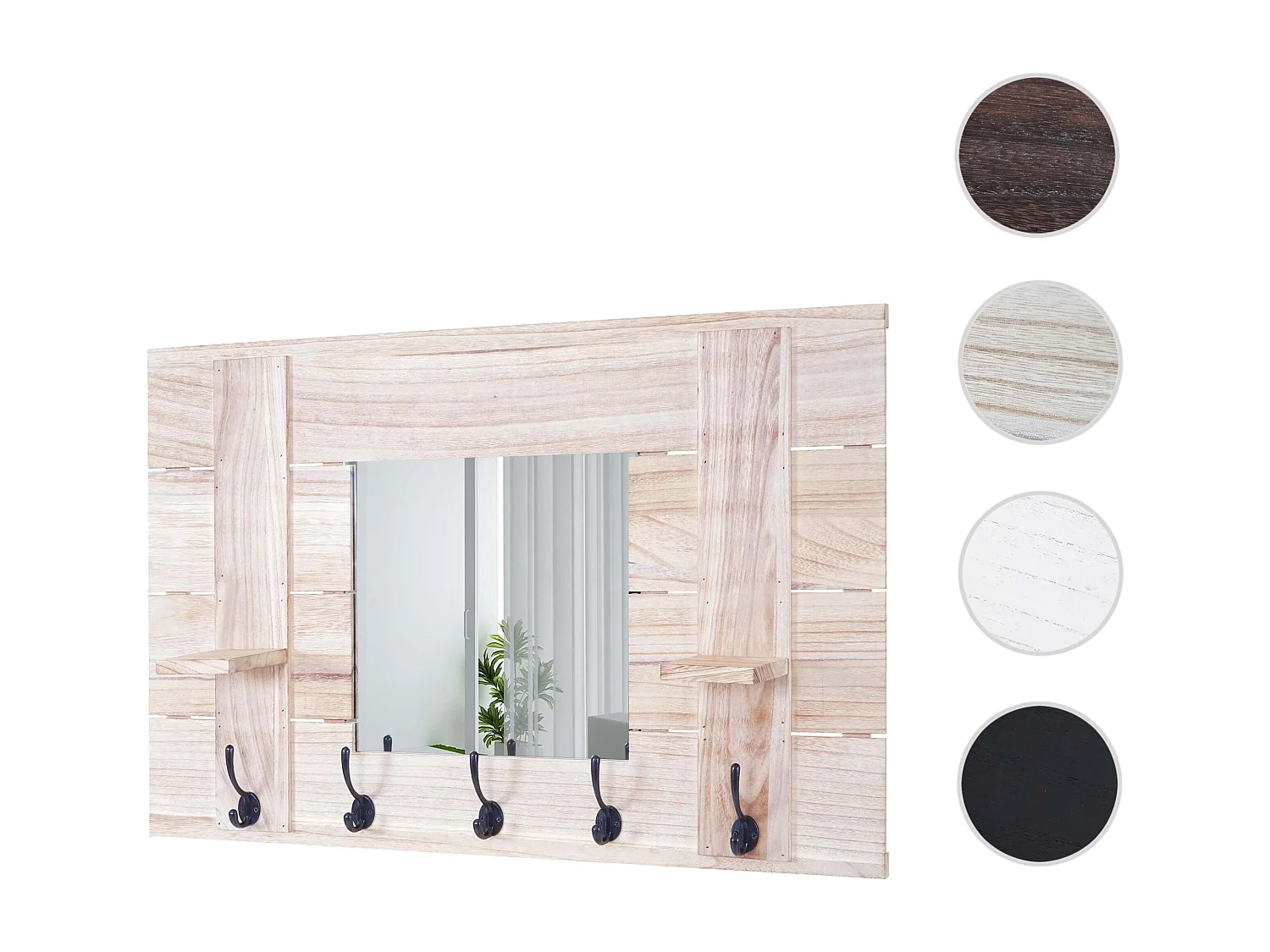 Wandgarderobe MCW-C89 met spiegel,  naturelbruin