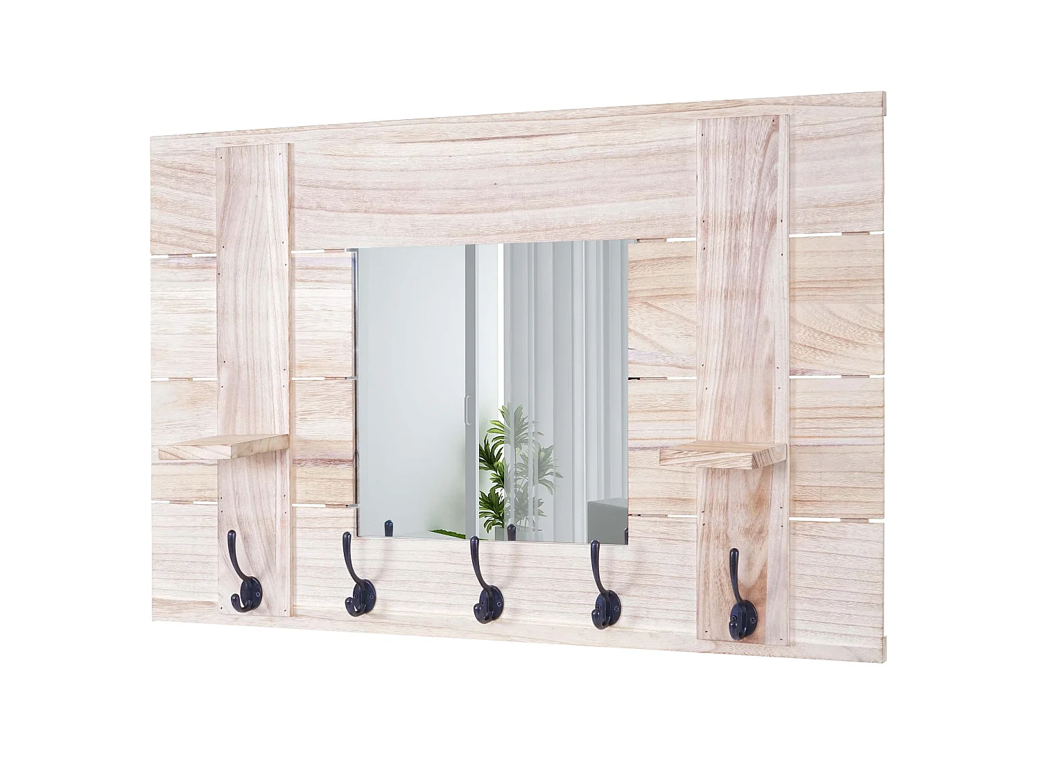 Wandgarderobe MCW-C89 met spiegel,  naturelbruin