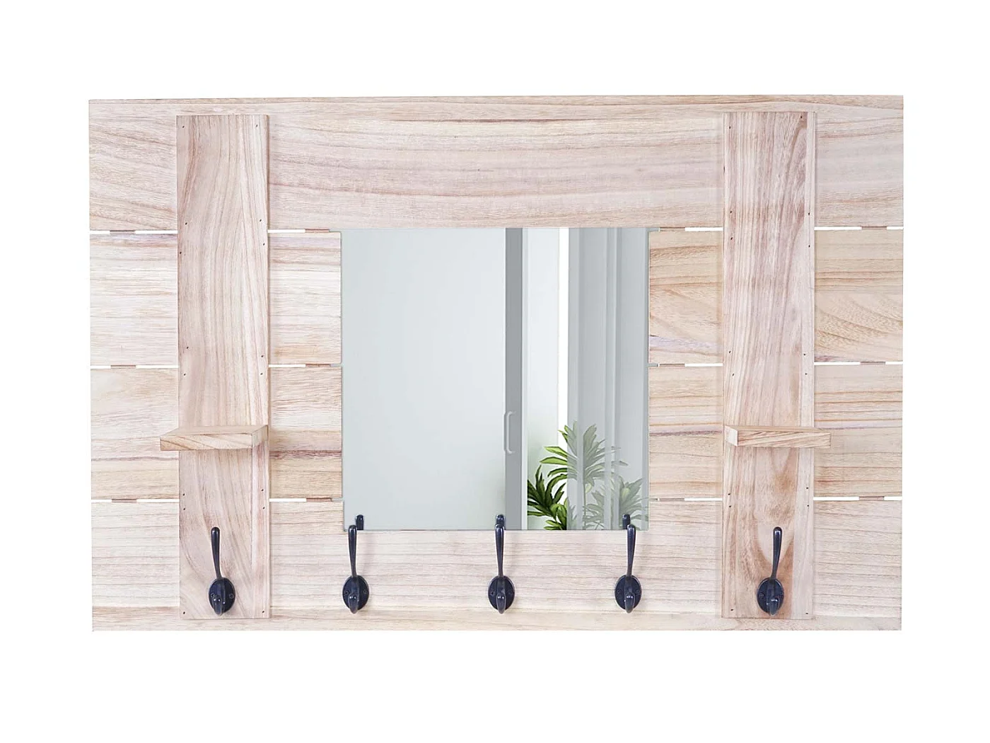 Wandgarderobe MCW-C89 met spiegel,  naturelbruin