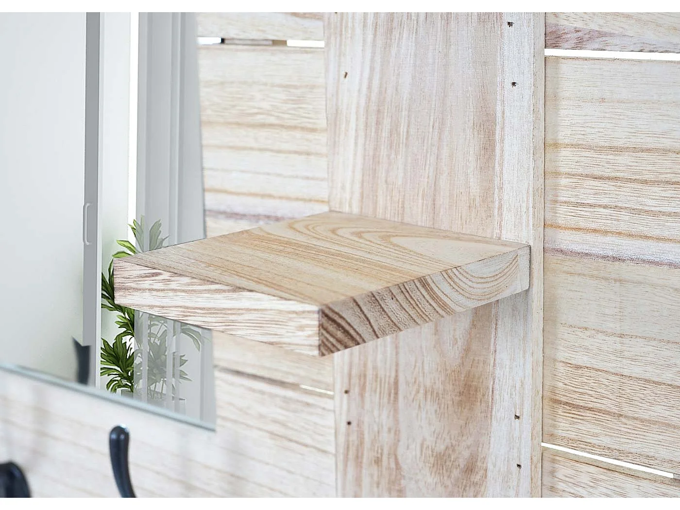 Wandgarderobe MCW-C89 met spiegel,  naturelbruin