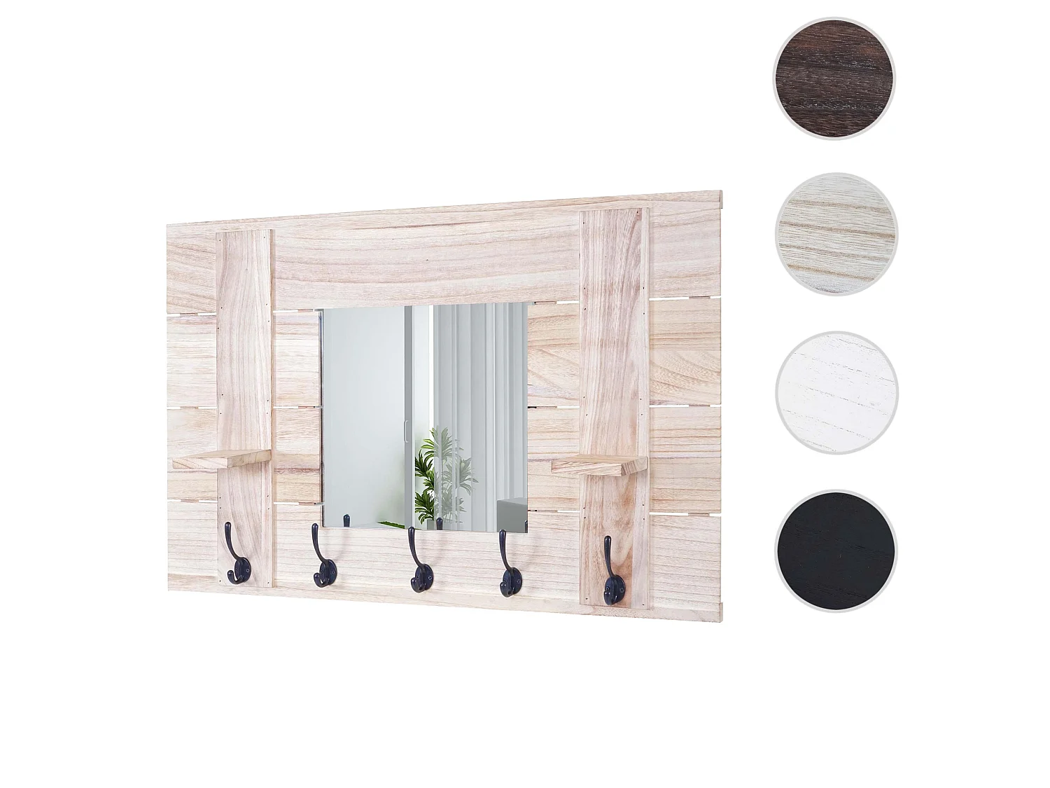 Wandgarderobe MCW-C89 met spiegel,  naturelbruin