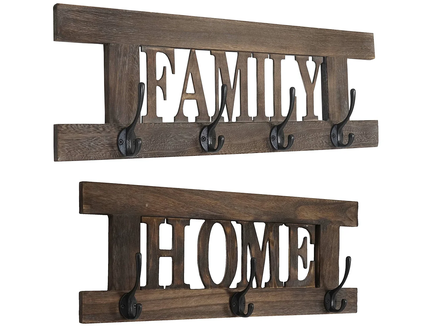 Perchero de pared MCW-C60 Shabby (2 piezas),  marrón, shabby