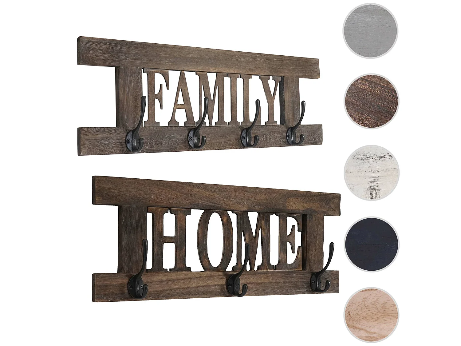 Perchero de pared MCW-C60 Shabby (2 piezas),  marrón, shabby