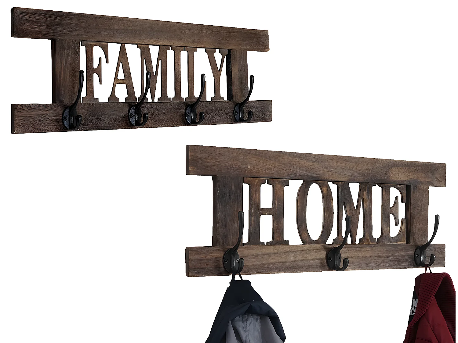 Wandkapstok MCW-C60 Shabby (2-delig),  bruin, shabby