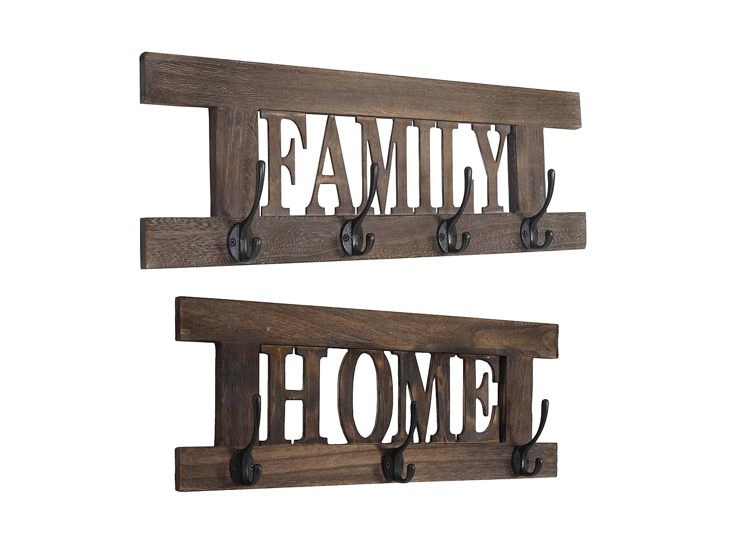 Portemanteau mural MCW-C60 Shabby (2 pièces),  marron