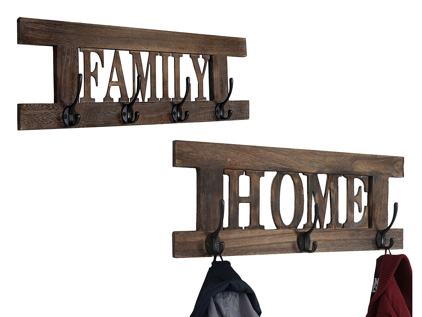 Portemanteau mural MCW-C60 Shabby (2 pièces),  marron