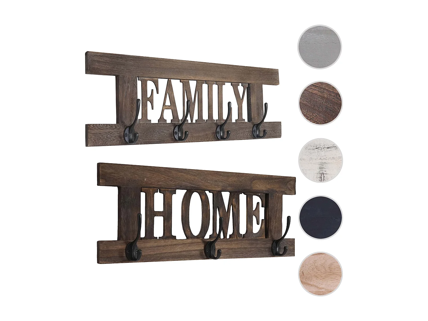 Portemanteau mural MCW-C60 Shabby (2 pièces),  marron