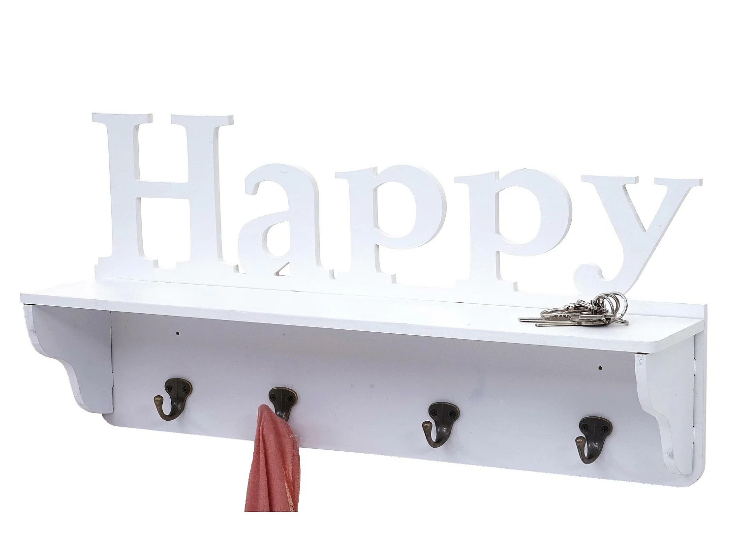 Wandkapstok MCW-D41 Happy 4 haken,  wit