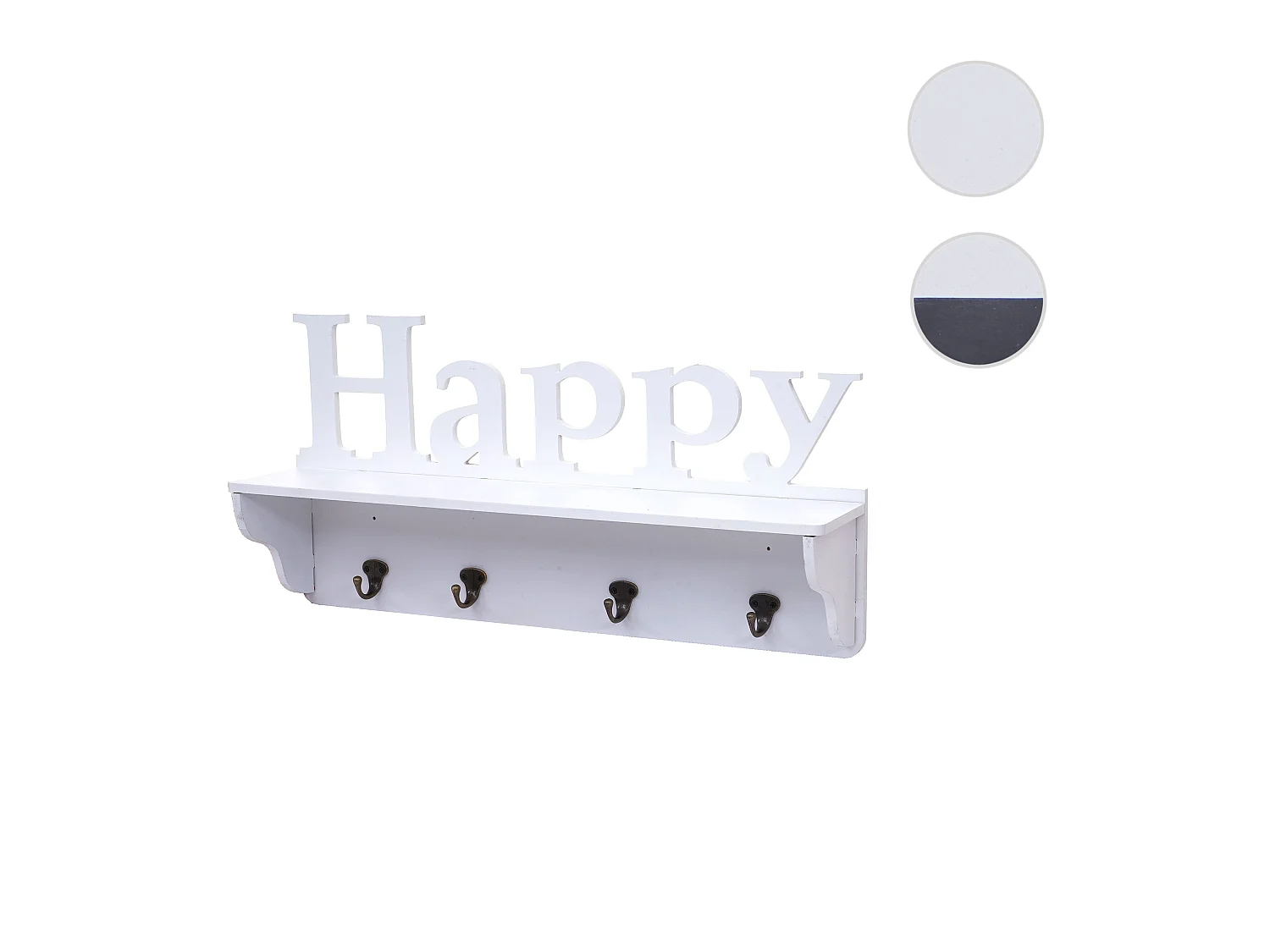 Wandkapstok MCW-D41 Happy 4 haken,  wit
