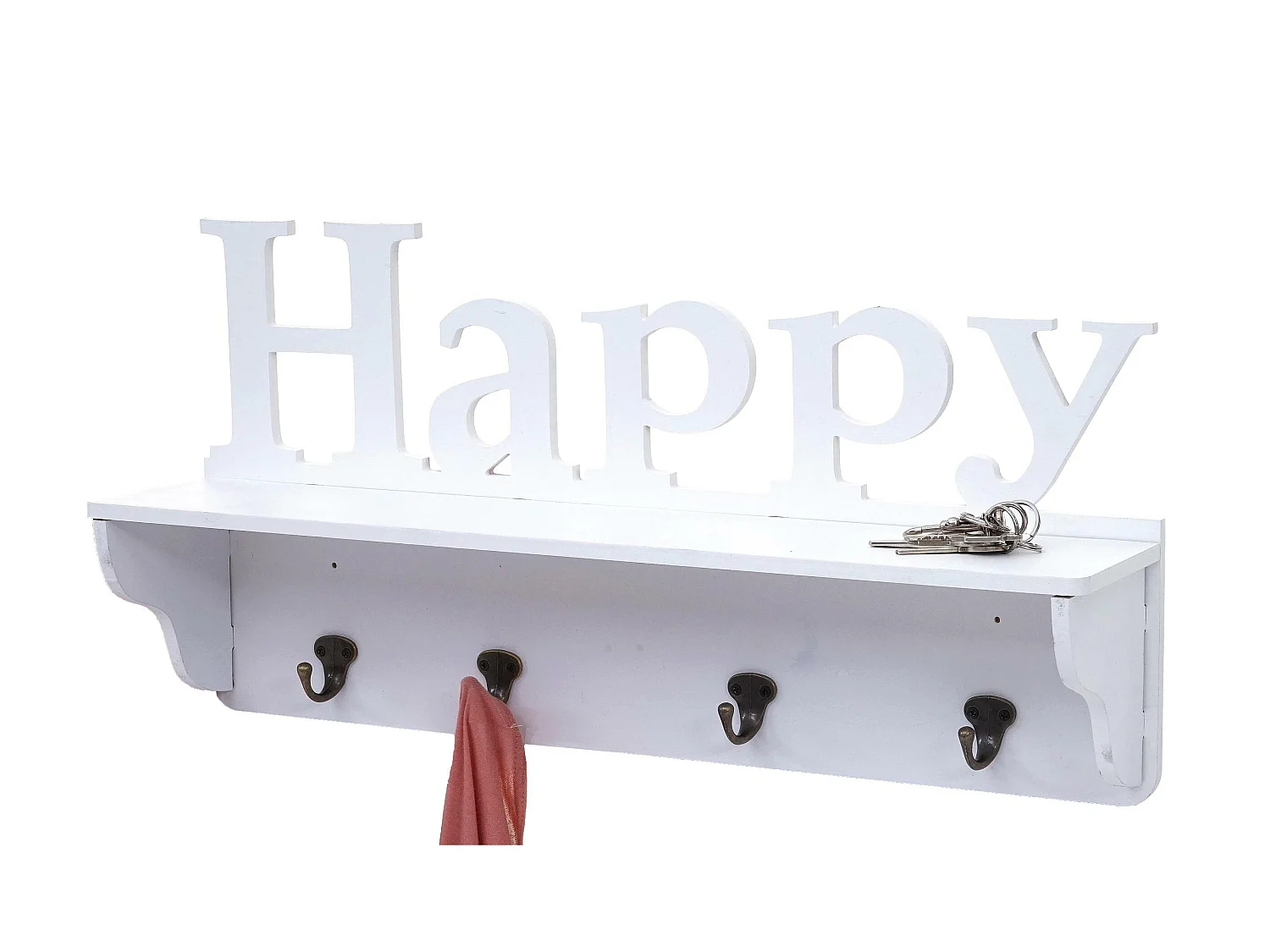 Portemanteau mural MCW-D41 Happy 4 crochets,  blanc
