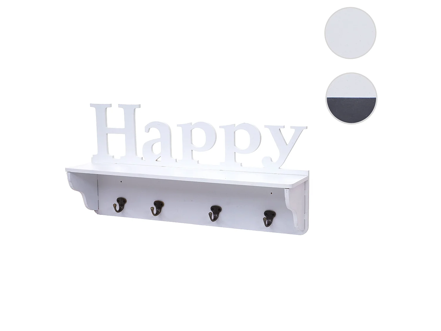 Wandkapstok MCW-D41 Happy 4 haken,  wit