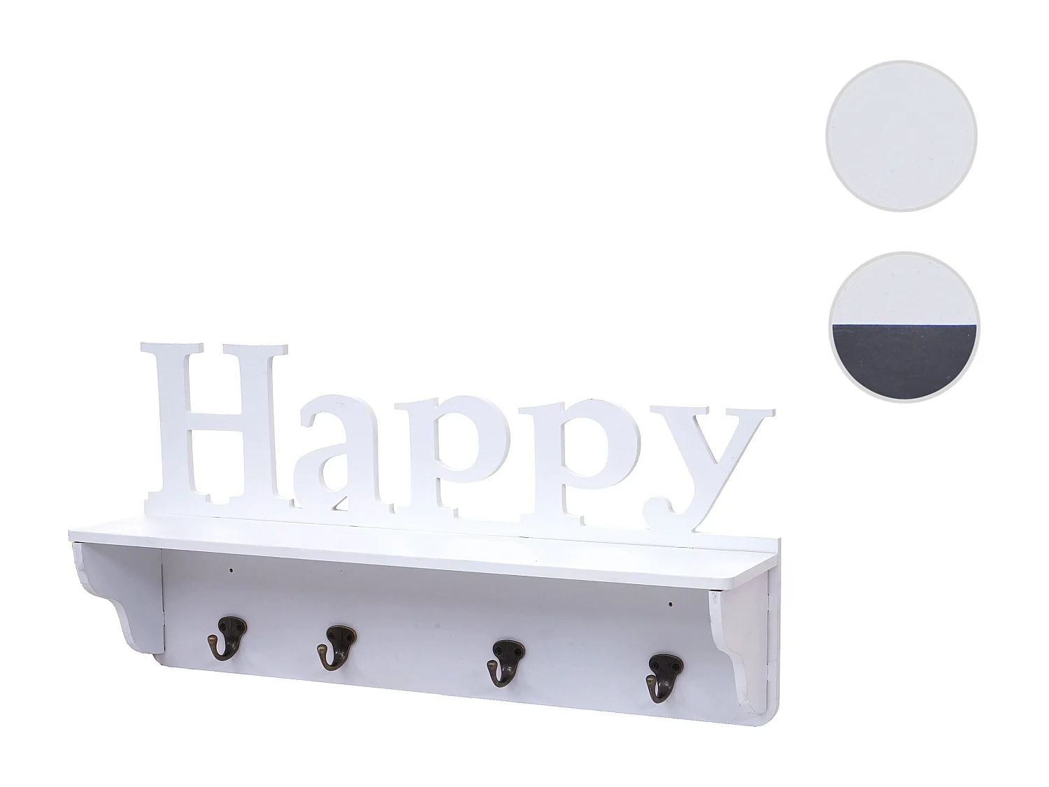 Wandkapstok MCW-D41 Happy 4 haken,  wit