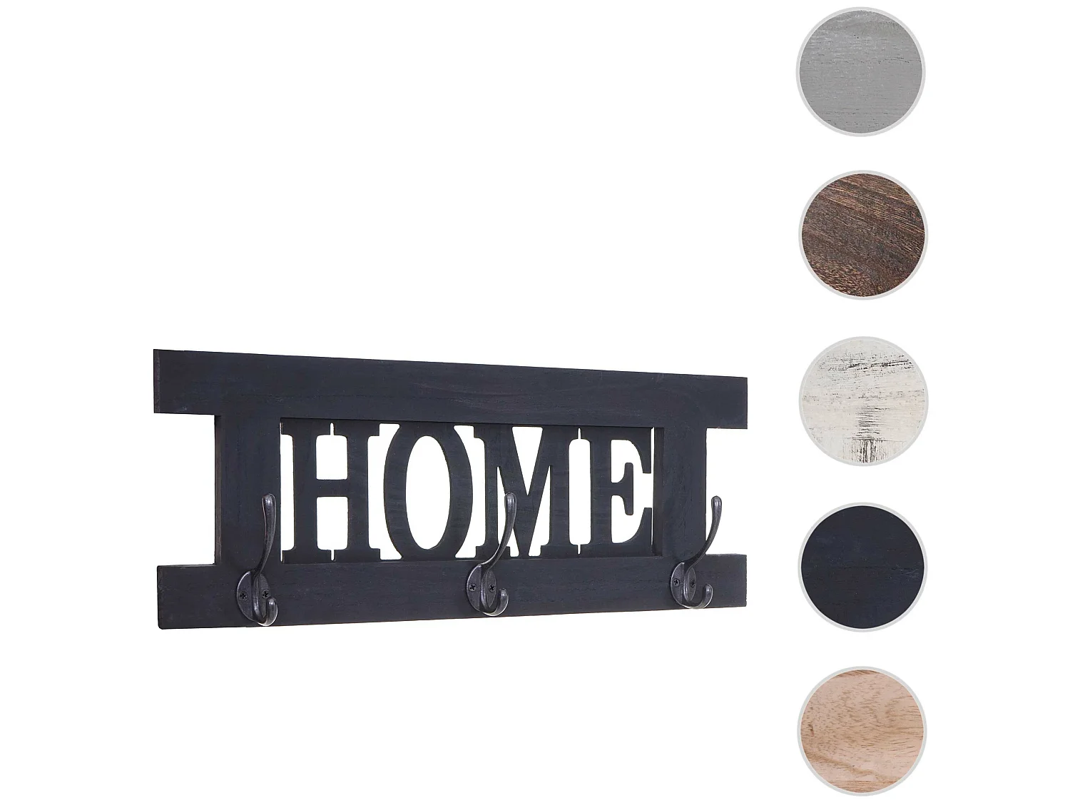 Perchero de pared MCW-C60 Home Shabby look,  gris oscuro