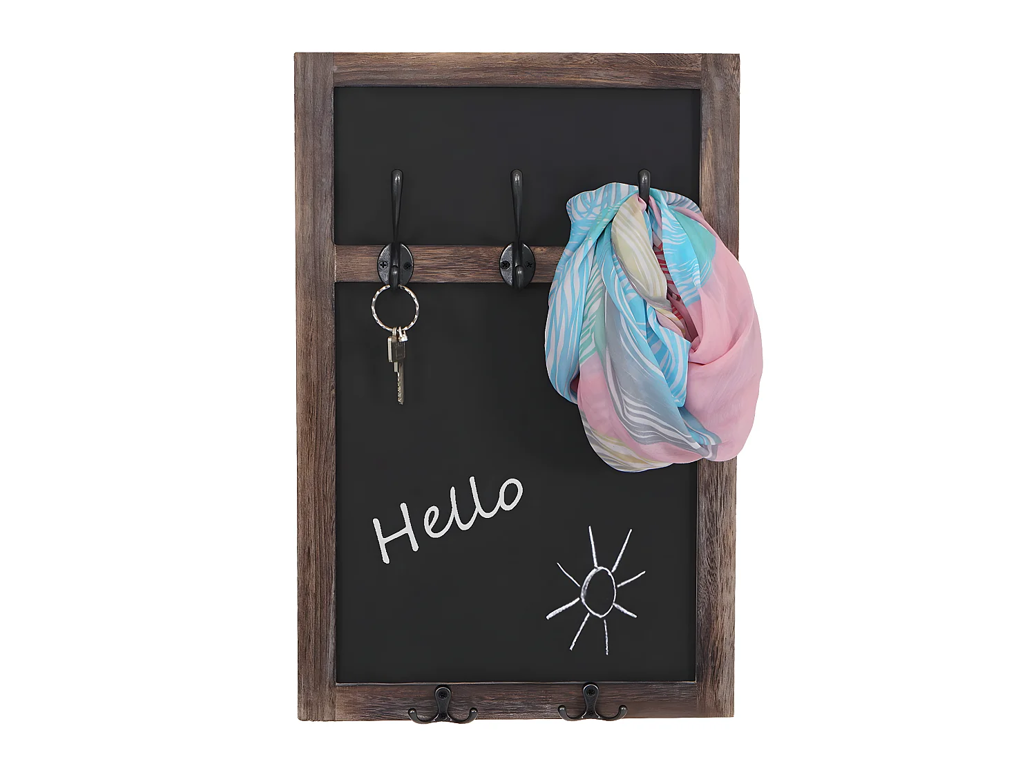 Portemanteau mural MCW-C51 avec tableau à craies,  brun, shabby