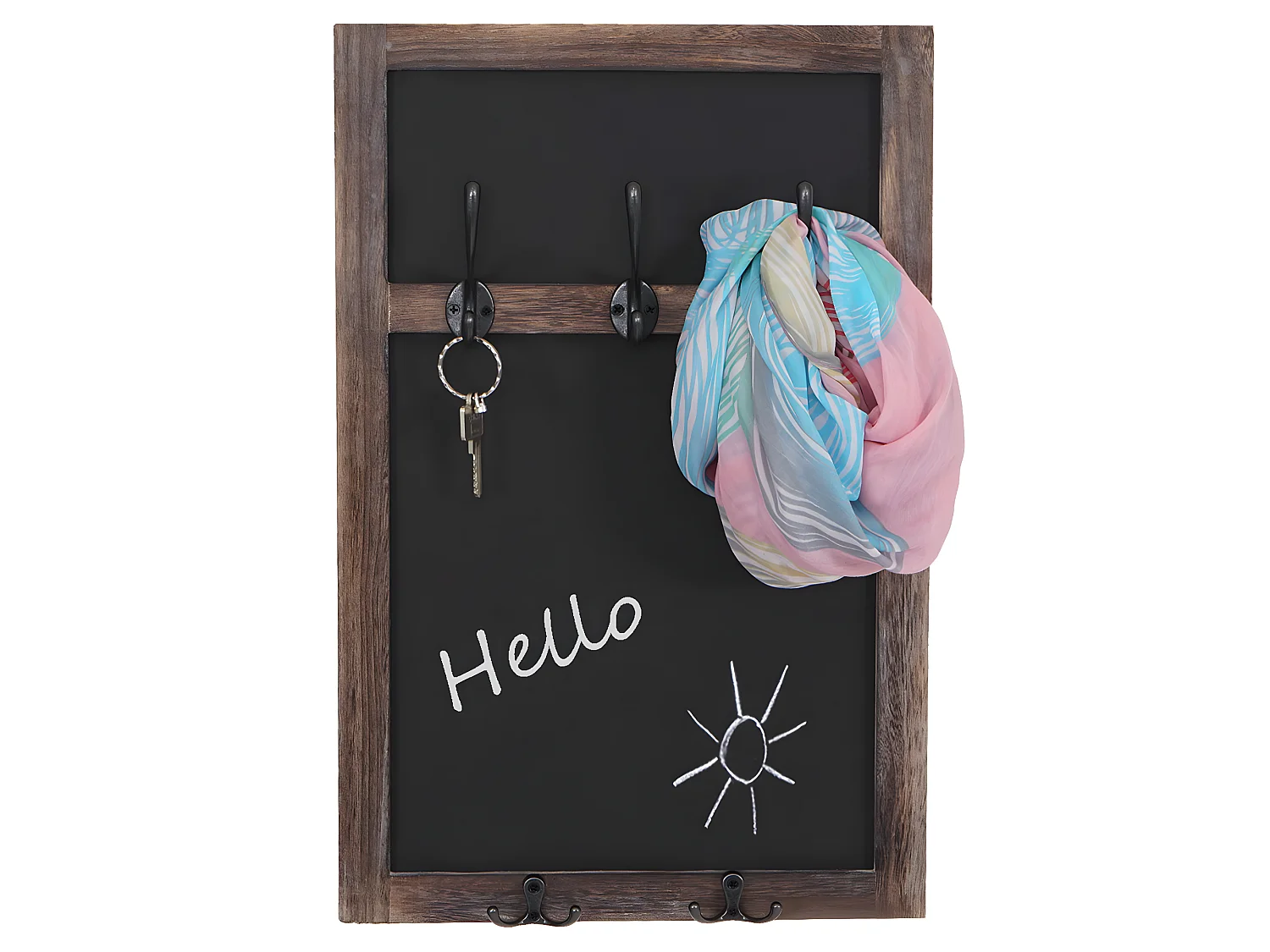 Portemanteau mural MCW-C51 avec tableau à craies,  brun, shabby