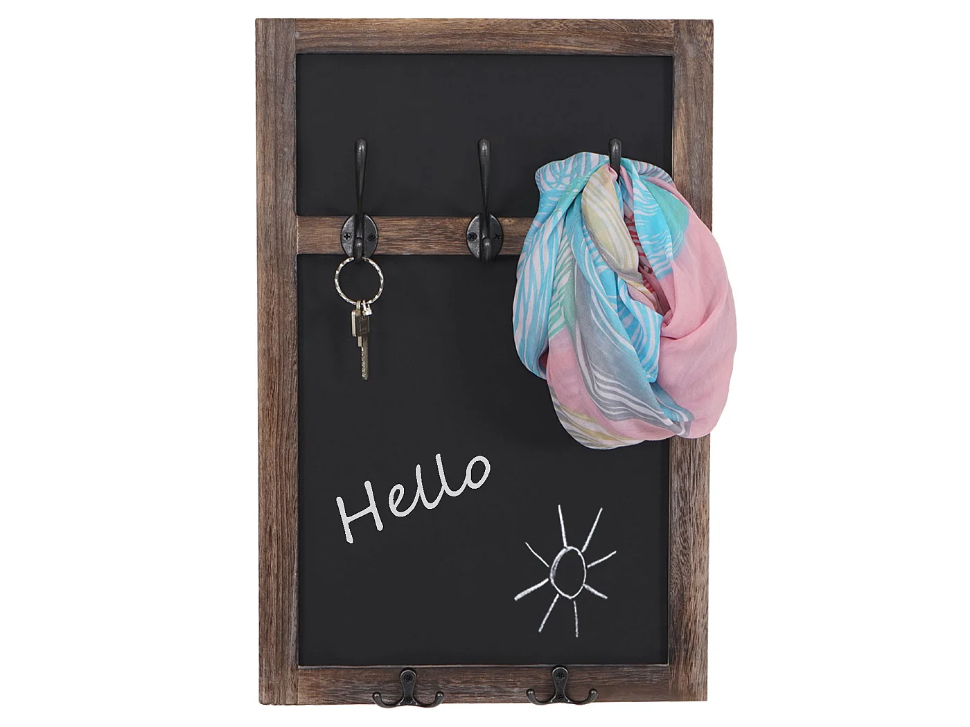 Wandkapstok MCW-C51 met krijtbord,  bruin, shabby