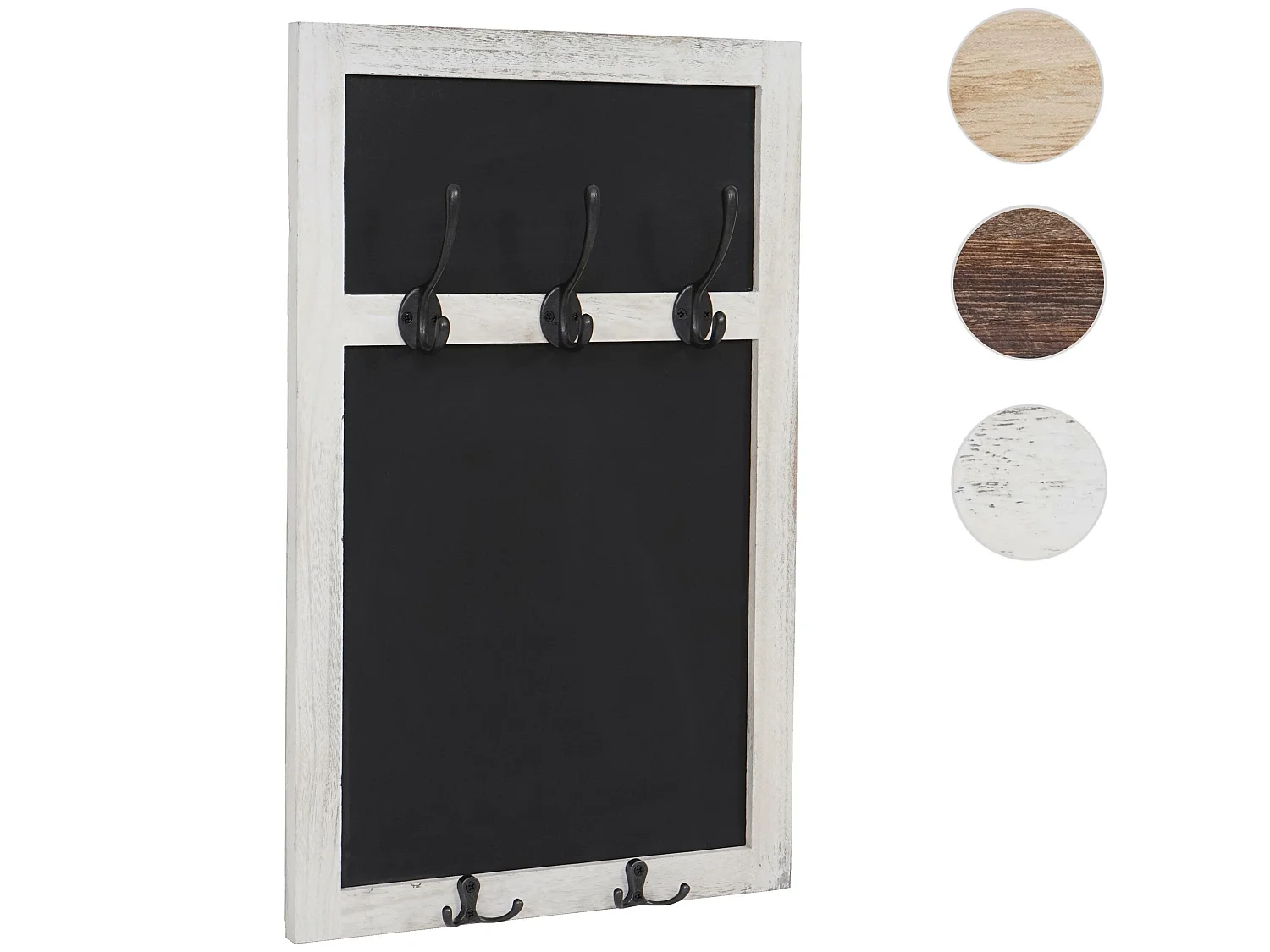 Wandkapstok MCW-C51 met krijtbord,  wit, shabby