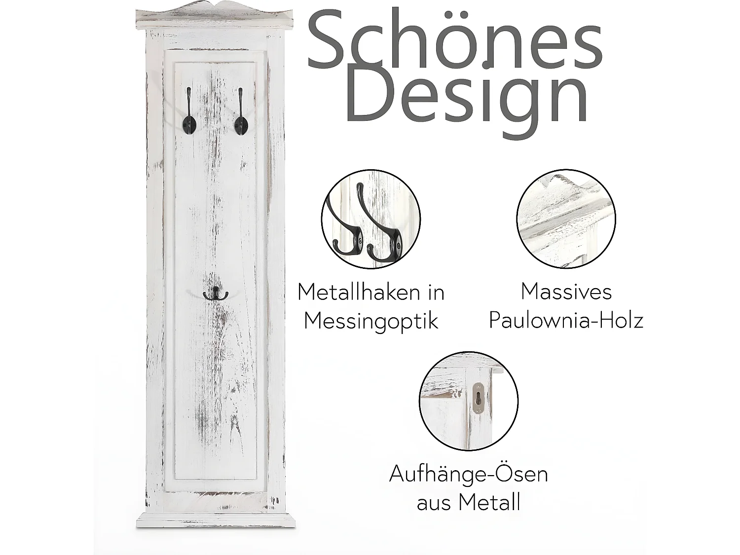 Wandgarderobe H33 (set van 2),  wit shabby